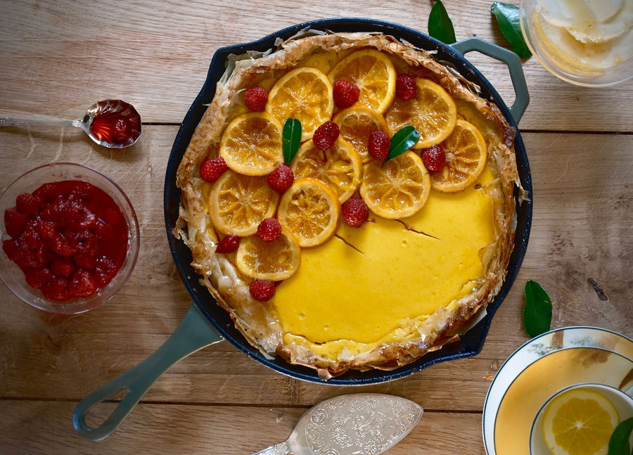 Lime Filo Tart with Raspberries & Cream