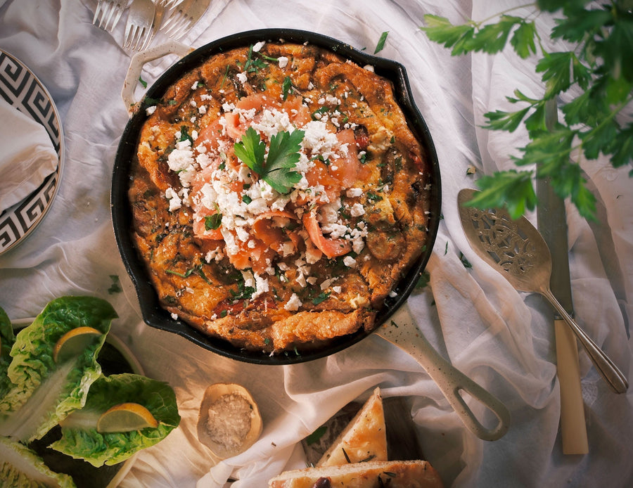Spring Potato & Feta Frittata with Smoked Salmon