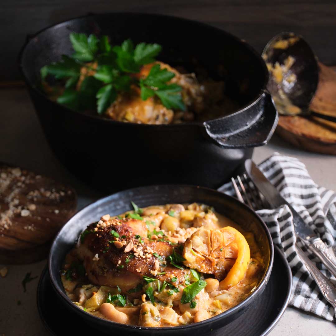 BRAISED CHICKEN WITH WHITE BEANS, GARLIC & GREMOLATA