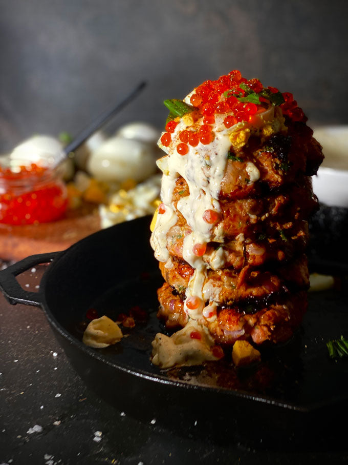 Salmon fish cakes in Ironclad Legacy Pan