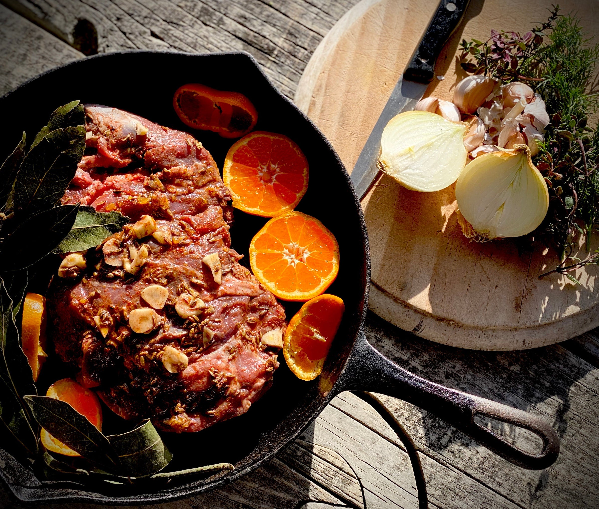 Butterflied Lamb with Fennel, Mandarin and Bay