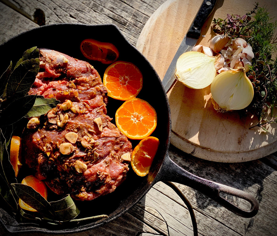 Butterflied Lamb with Fennel, Mandarin and Bay