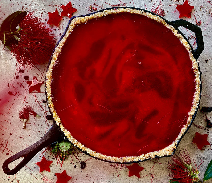 Ārepa Neuroberry Vegan Cheesecake with Pōhutukawa Jelly