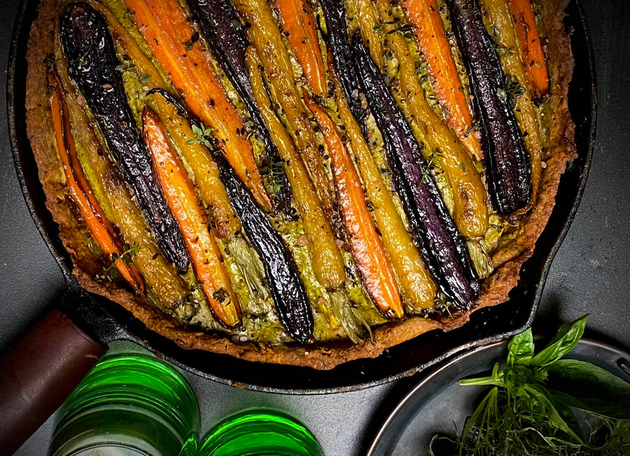 Ironclad Earth Day Organic Carrot and Tofu Cream Tart with Pumpkin and Sage Crust