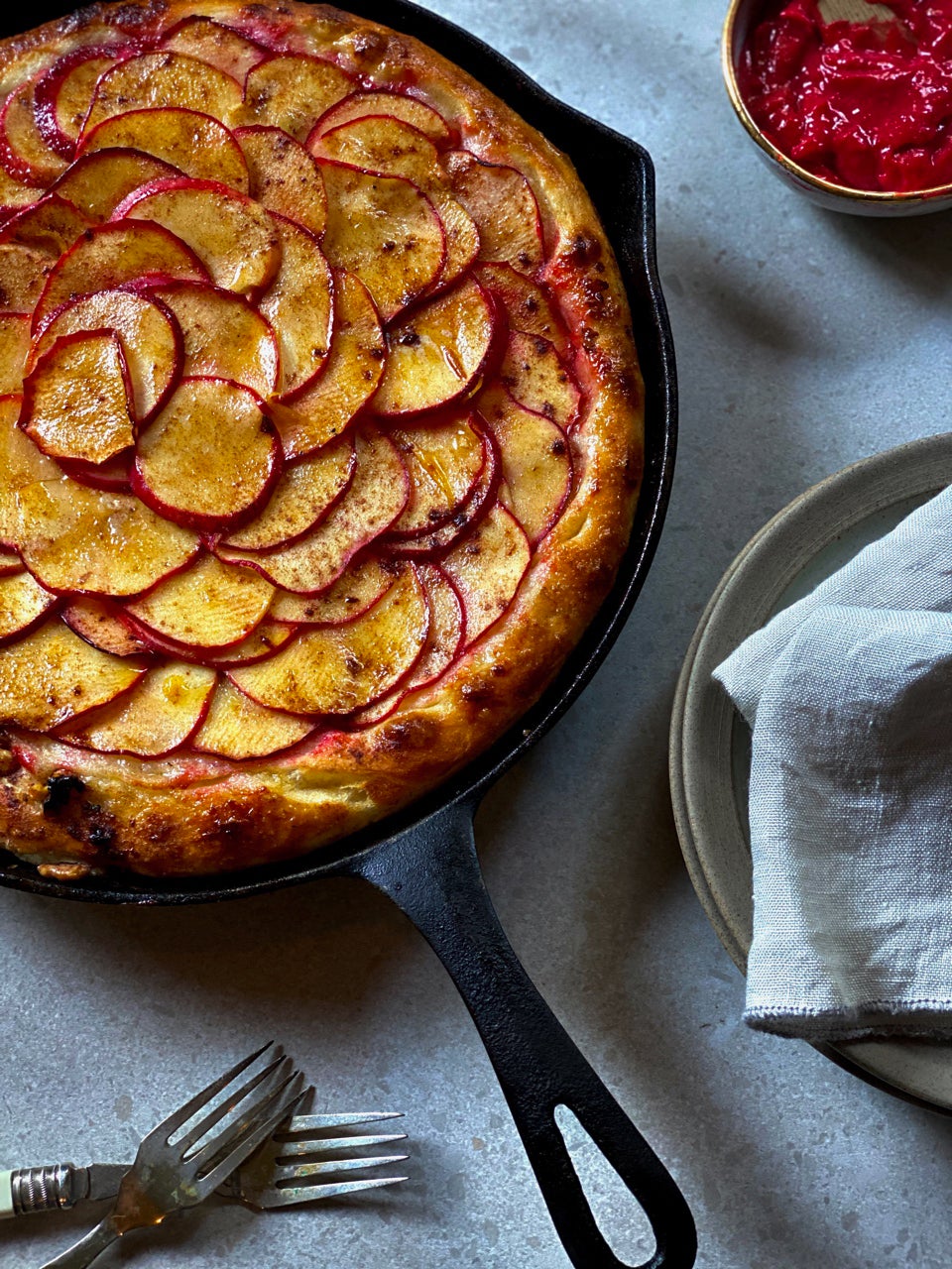 IRONCLAD APPLE, WALNUT and RASPBERRY LEMON CURD FOCACCIA