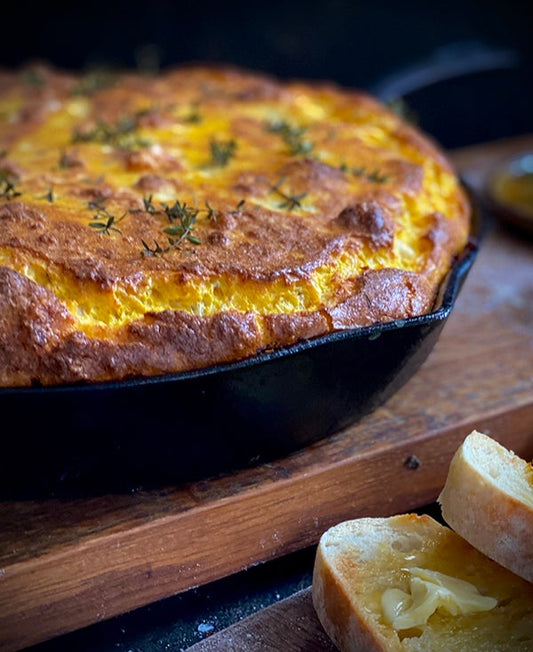PUMPKIN, THYME & THREE CHEESE SOUFFLÉ (GF)