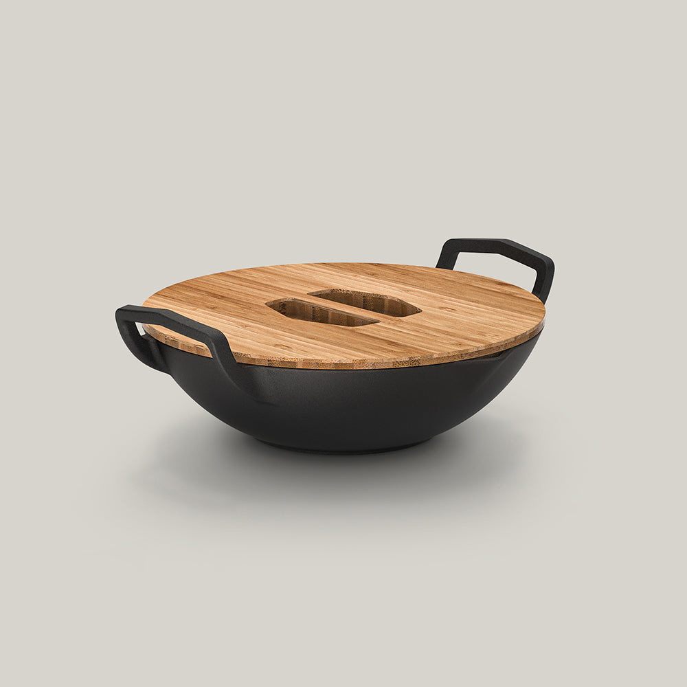 31cm Handcrafted Cast Iron Takumi Wok Set