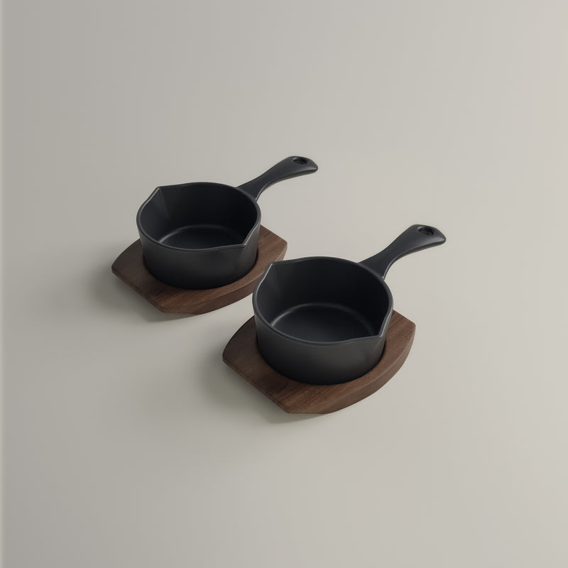 10cm Antique Black Satin Enamel Junior Twin Set