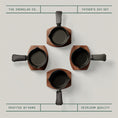 Load image into Gallery viewer, Father's Day Junior Four Set. Handcrafted 10cm Cast Iron Pans, Boards, Snugs
