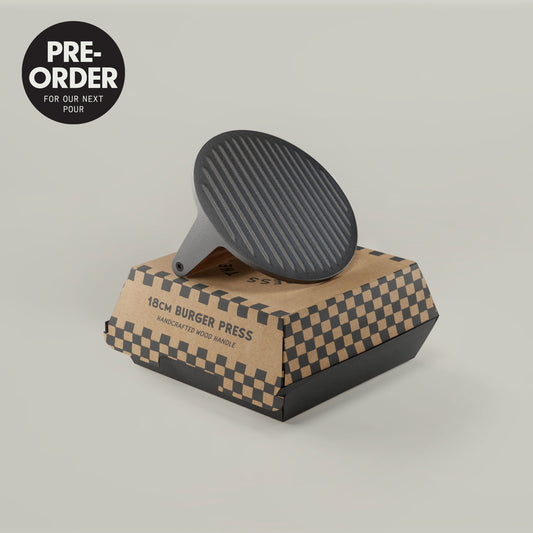 The Burger Press by Ironclad Co. Handcrafted 18cm Cast Iron Burger Smash