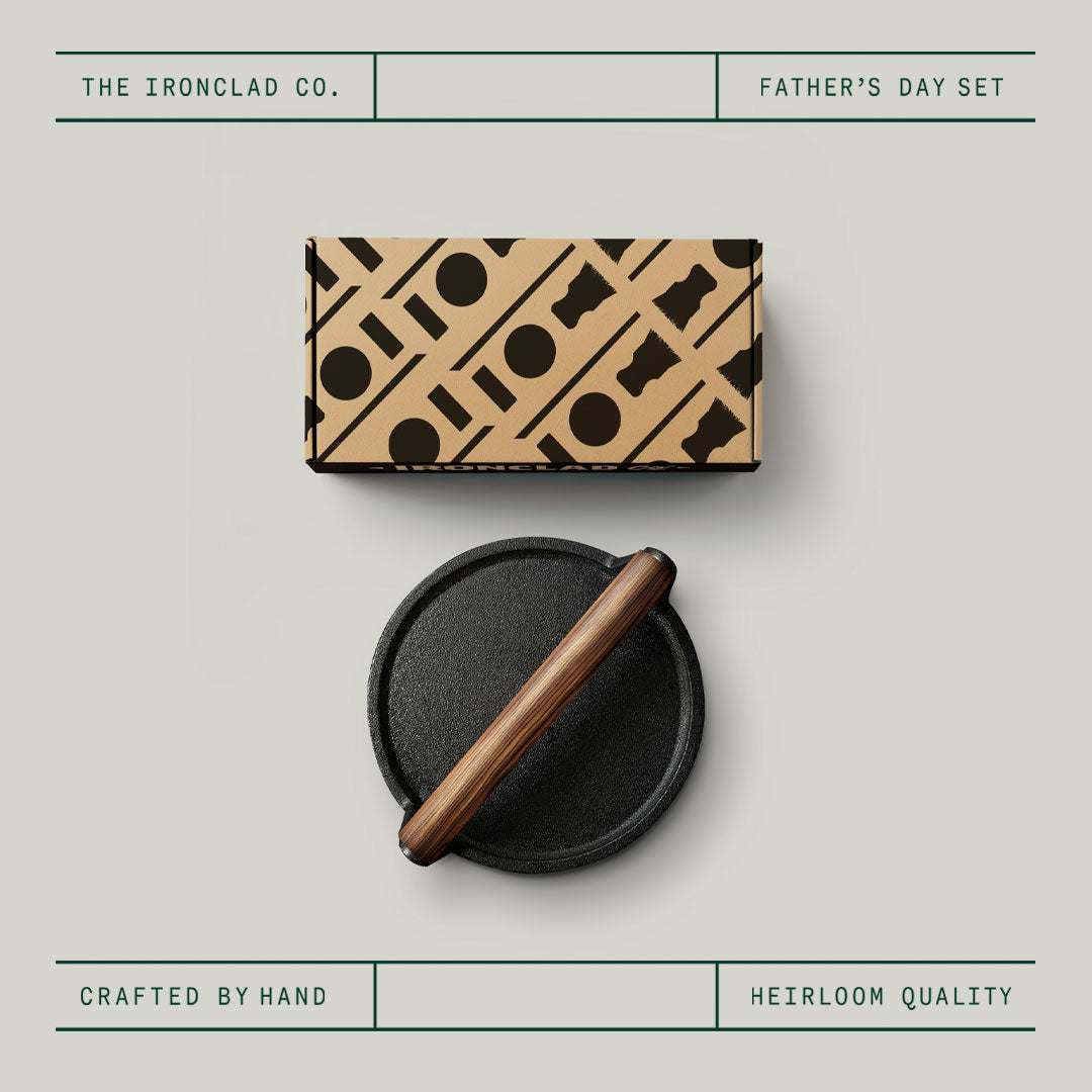 Father's Day Burger Press with Eco-Friendly Cast Iron Care Kit Set