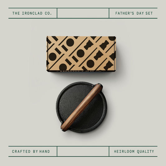 Father's Day Burger Press with Eco-Friendly Cast Iron Care Kit Set