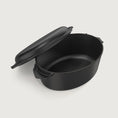 Load image into Gallery viewer,  Ironclad 4.5L enamelled cast iron Double Dutch Oven in Antique Black, pot and lid stacked
