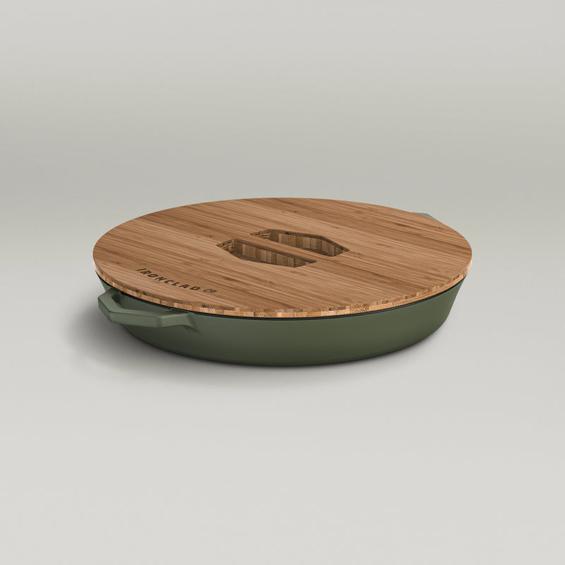 36cm Olive Leaf Satin Enamel Grande Legacy Pan & Serving Lid