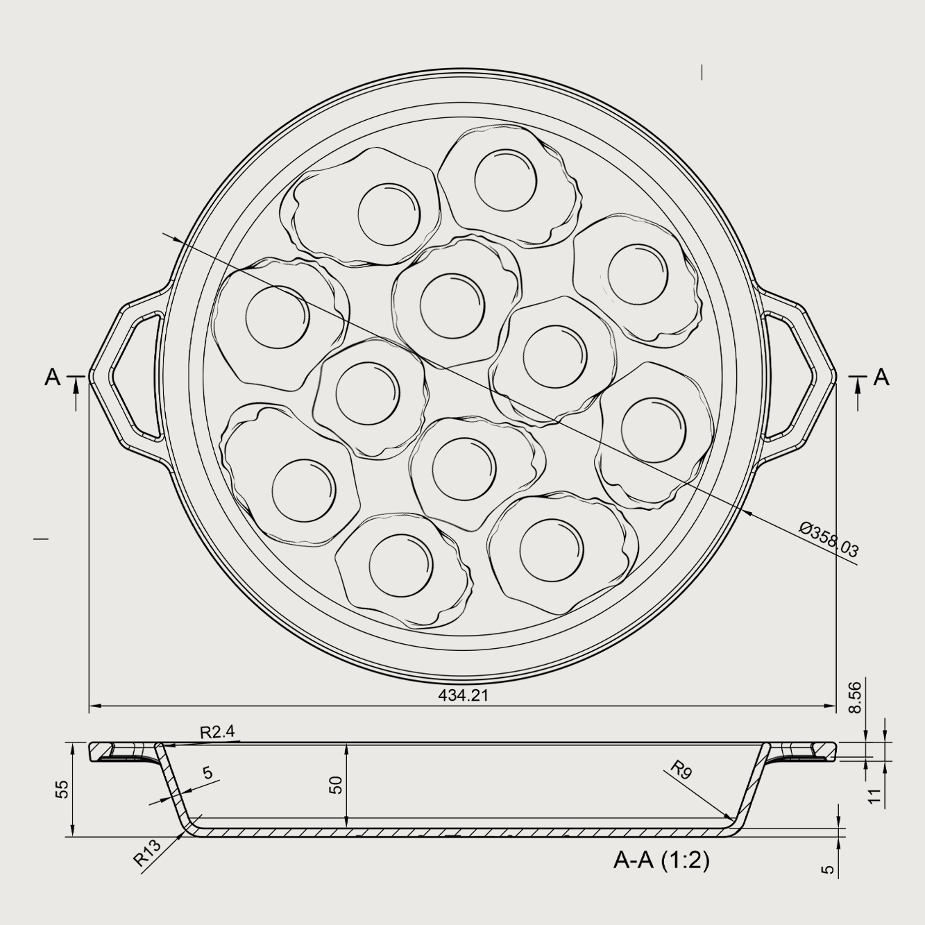 The Grande Legacy Pan by Ironclad Co. Handcrafted 36cm Cast Iron Pan