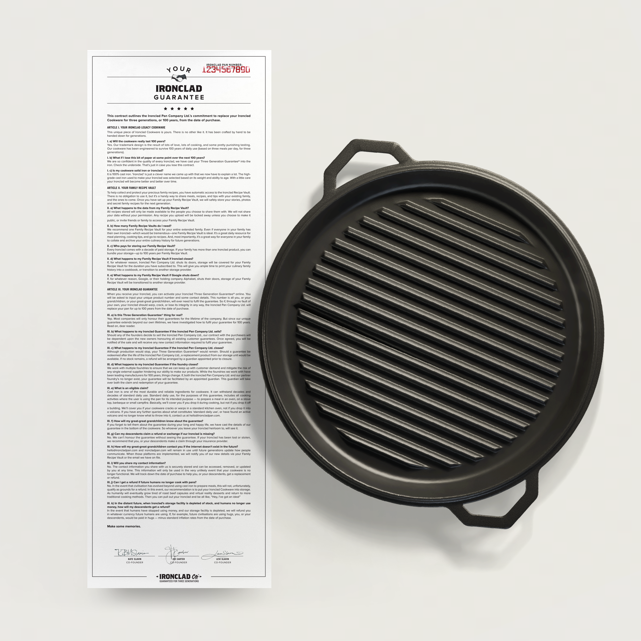 The Grande Grill by Ironclad Co. Handcrafted 36cm Cast Iron Grill