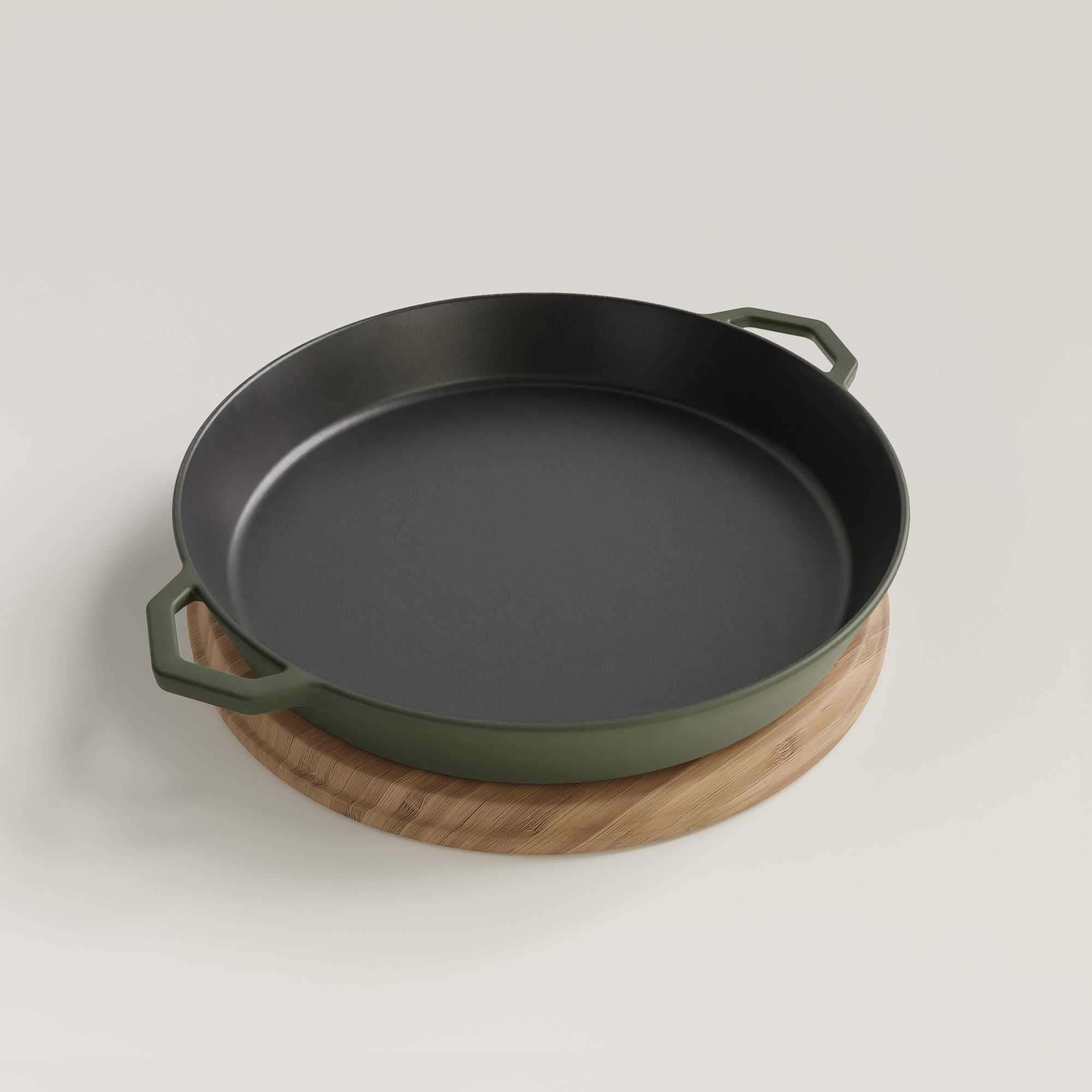 36cm Olive Leaf Satin Enamel Grande Legacy Pan & Serving Lid