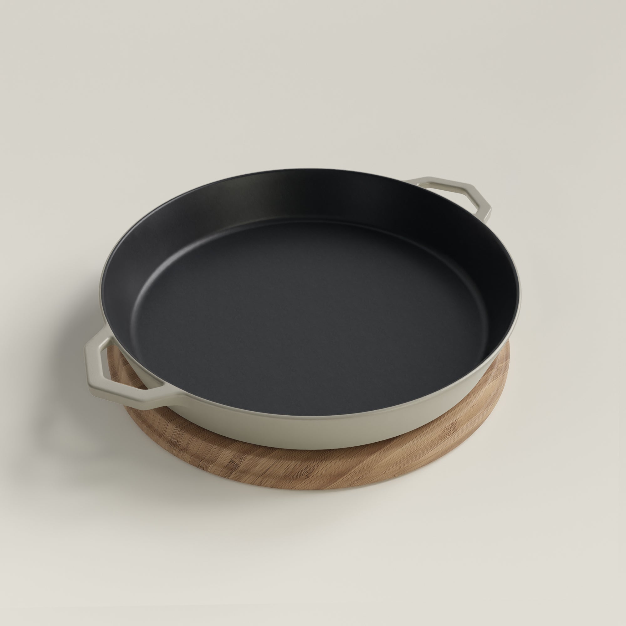 36cm Salt Stone Satin Enamel Grande Legacy Pan & Serving Lid
