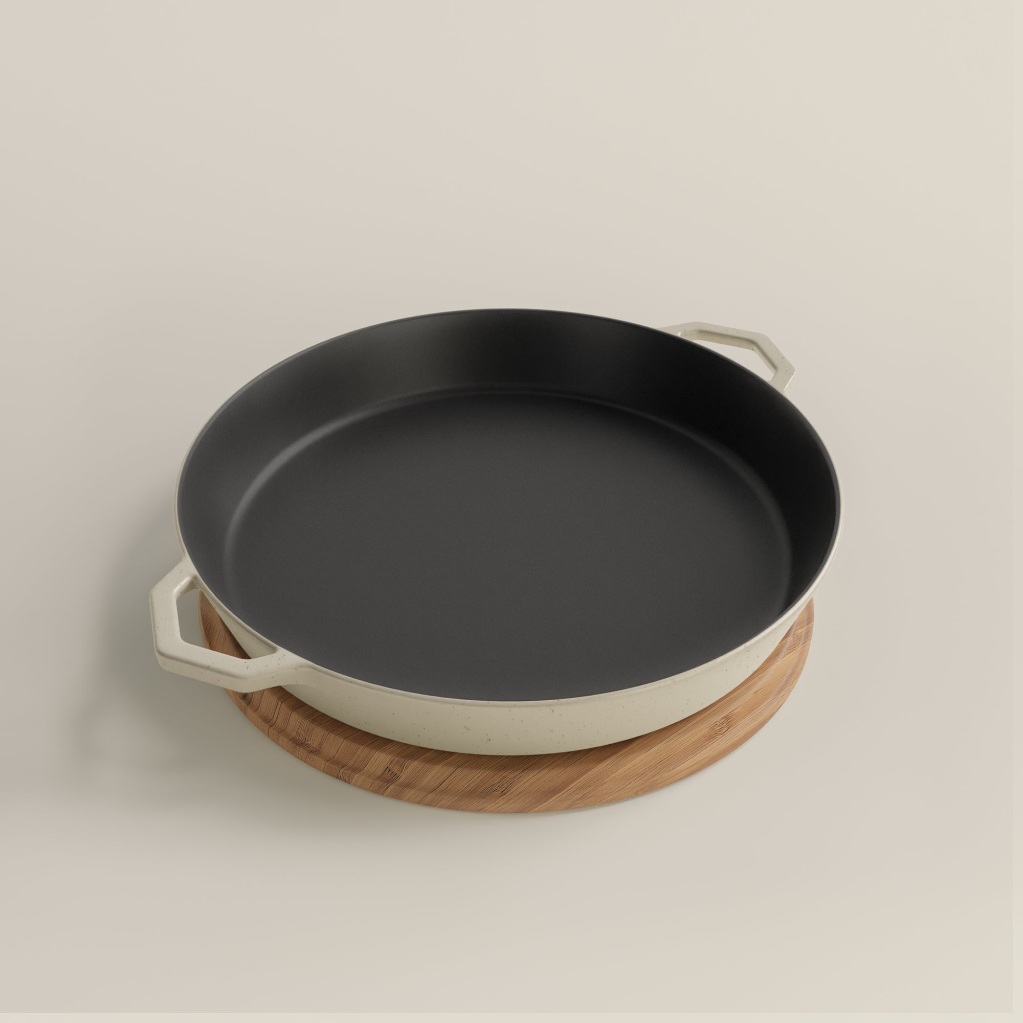 36cm Salt Stone Satin Enamel Grande Legacy Pan & Serving Lid
