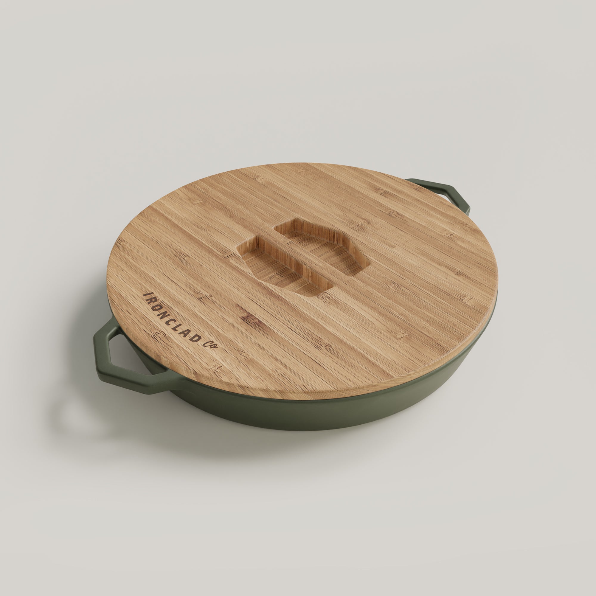 36cm Olive Leaf Satin Enamel Grande Legacy Pan & Serving Lid