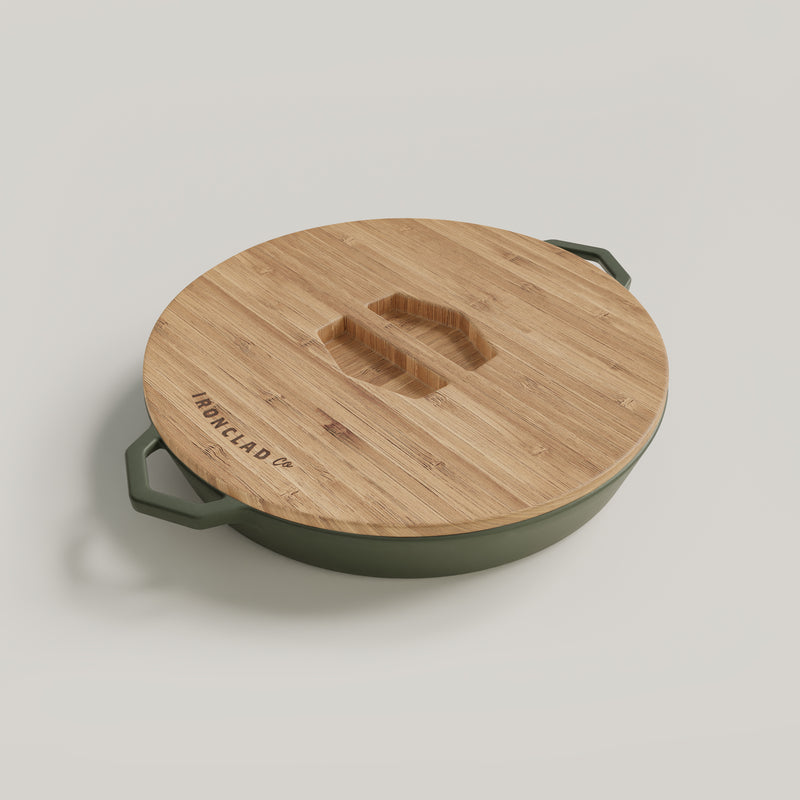 36cm Olive Leaf Satin Enamel Grande Legacy Pan & Serving Lid