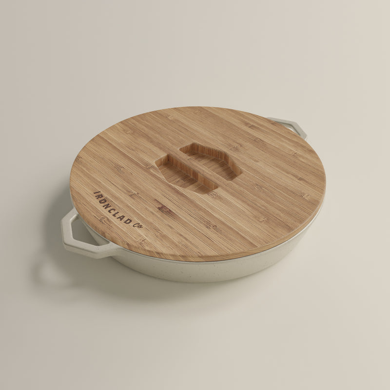 36cm Salt Stone Satin Enamel Grande Legacy Pan & Serving Lid