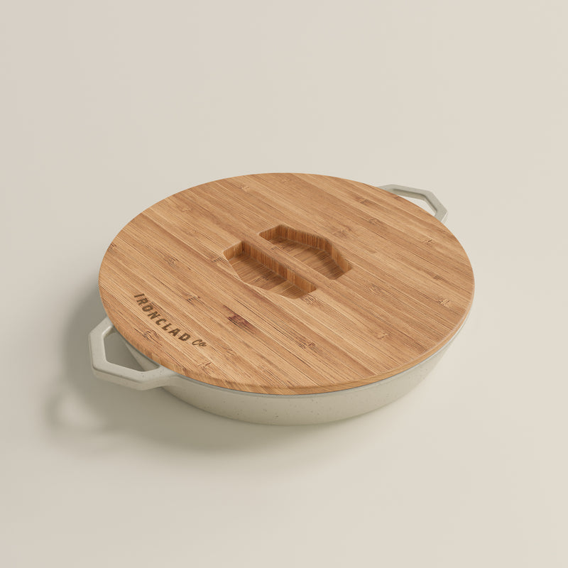 36cm Salt Stone Satin Enamel Grande Legacy Pan & Serving Lid