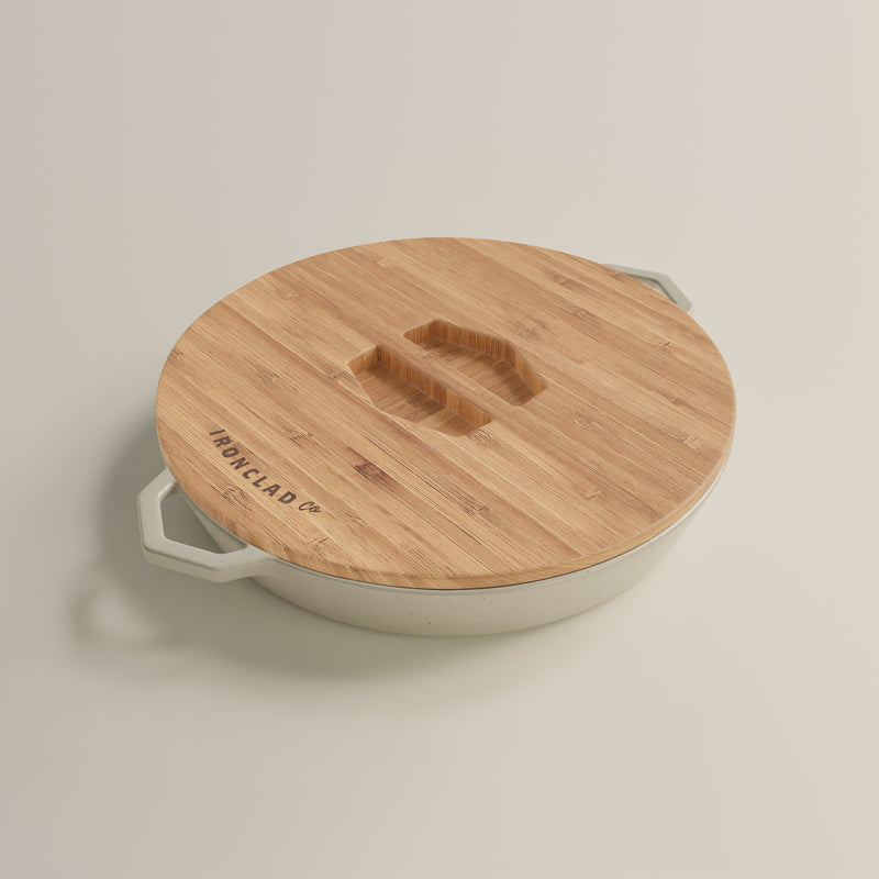36cm Salt Stone Satin Enamel Grande Legacy Pan & Serving Lid