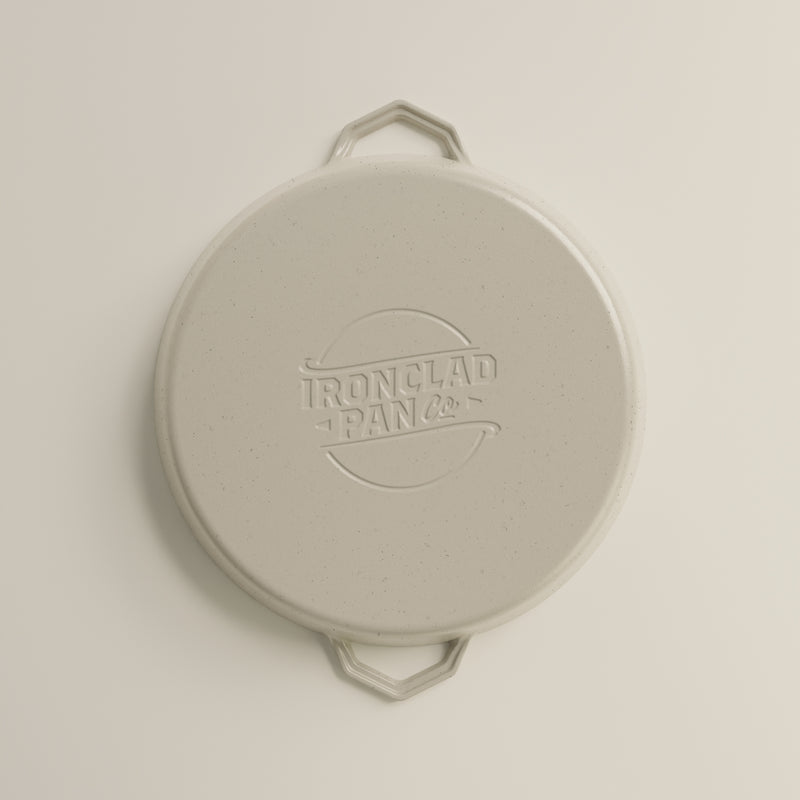 36cm Salt Stone Satin Enamel Grande Legacy Pan & Serving Lid