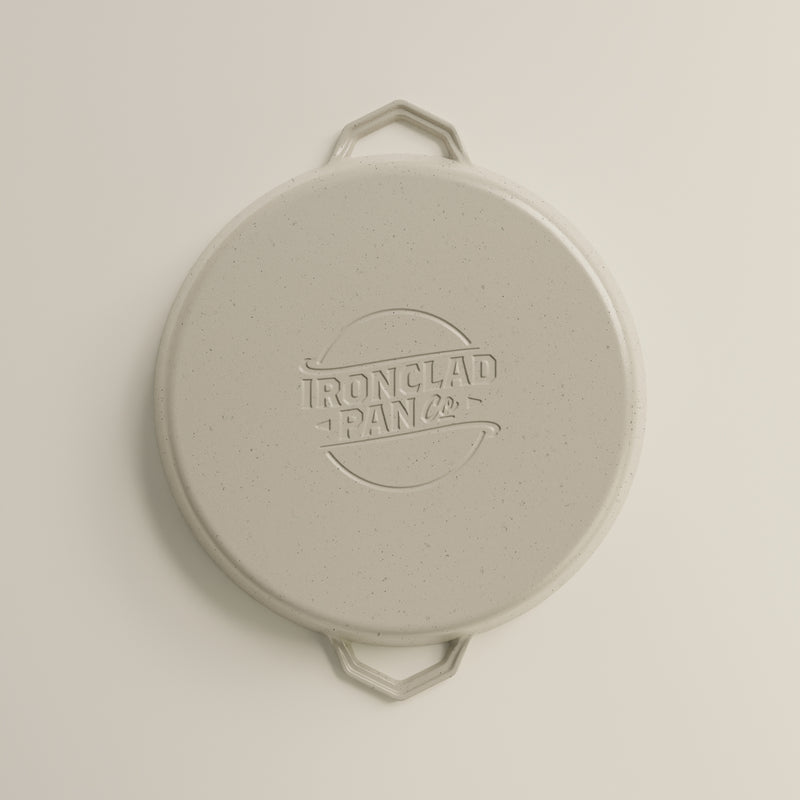 36cm Salt Stone Satin Enamel Grande Legacy Pan & Serving Lid