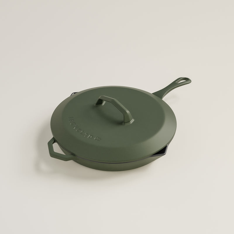 20cm & 28cm Olive Leaf Satin Enamel Lid Duo