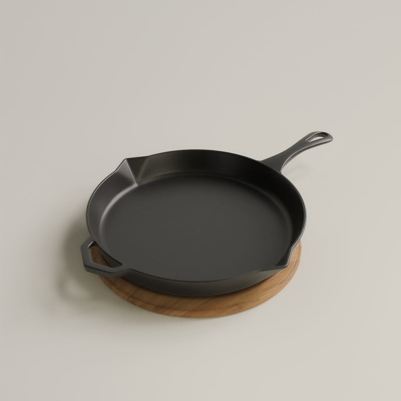 28cm Antique Black Satin Enamel Legacy Pan & Serving Lid