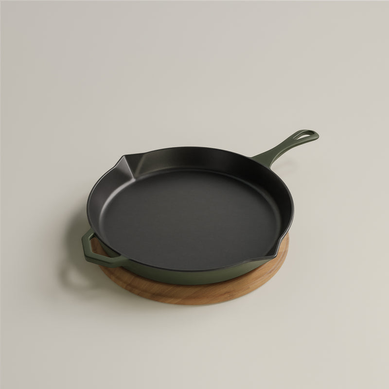 28cm Olive Leaf Satin Enamel Legacy Pan & Serving Lid