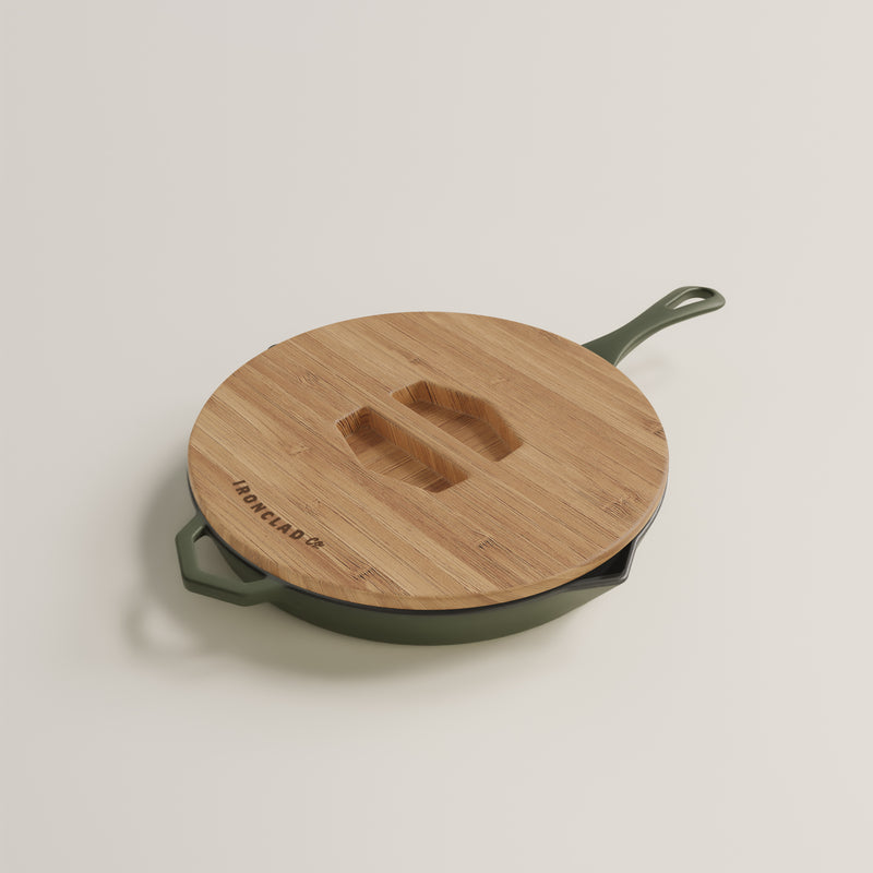 28cm Olive Leaf Satin Enamel Legacy Pan & Serving Lid