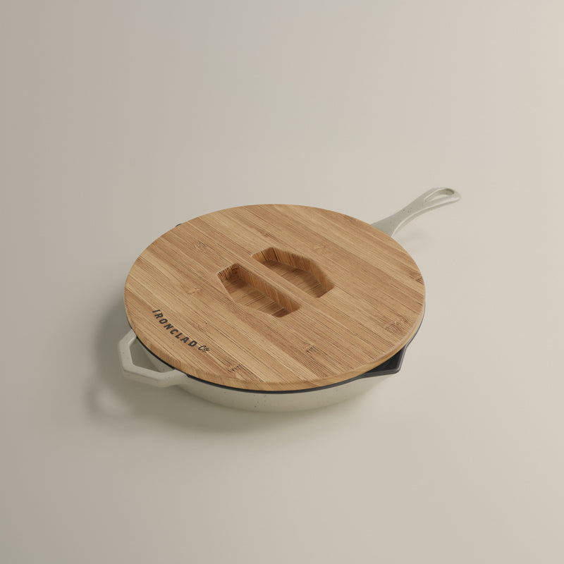 28cm Salt Stone Satin Enamel Legacy Pan & Serving Lid
