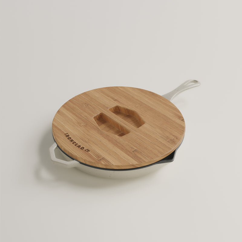 28cm Salt Stone Satin Enamel Legacy Pan & Serving Lid