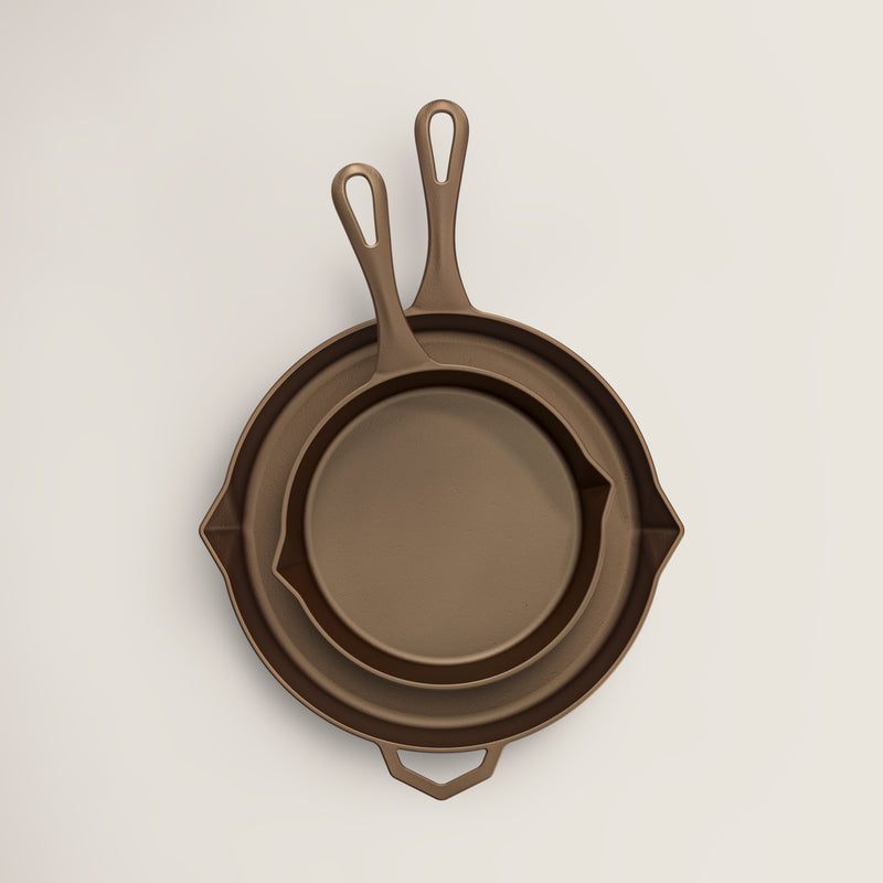 The Legacy Bundle Handcrafted 28cm and 20cm Cast Iron Pans