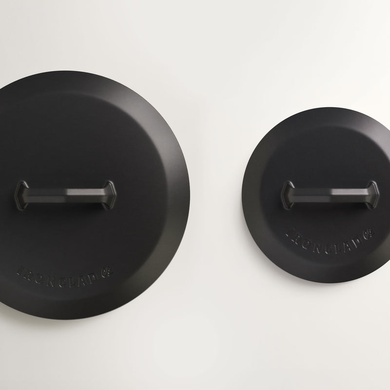 20cm & 28cm Antique Black Satin Enamel Lid Duo