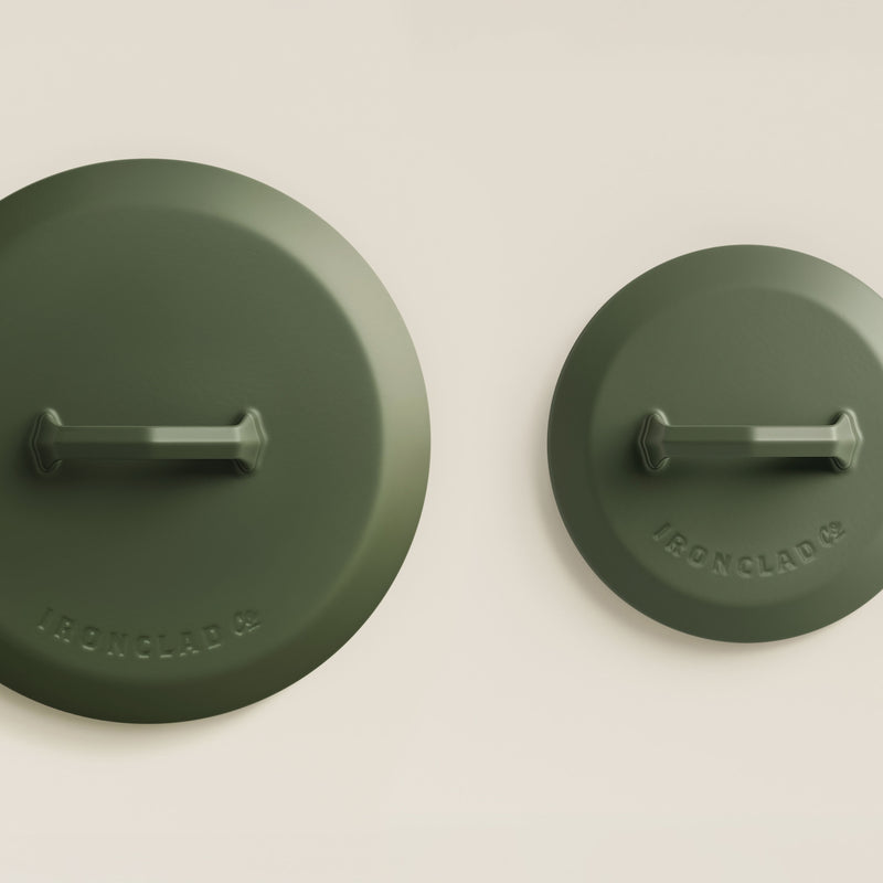 20cm & 28cm Olive Leaf Satin Enamel Lid Duo