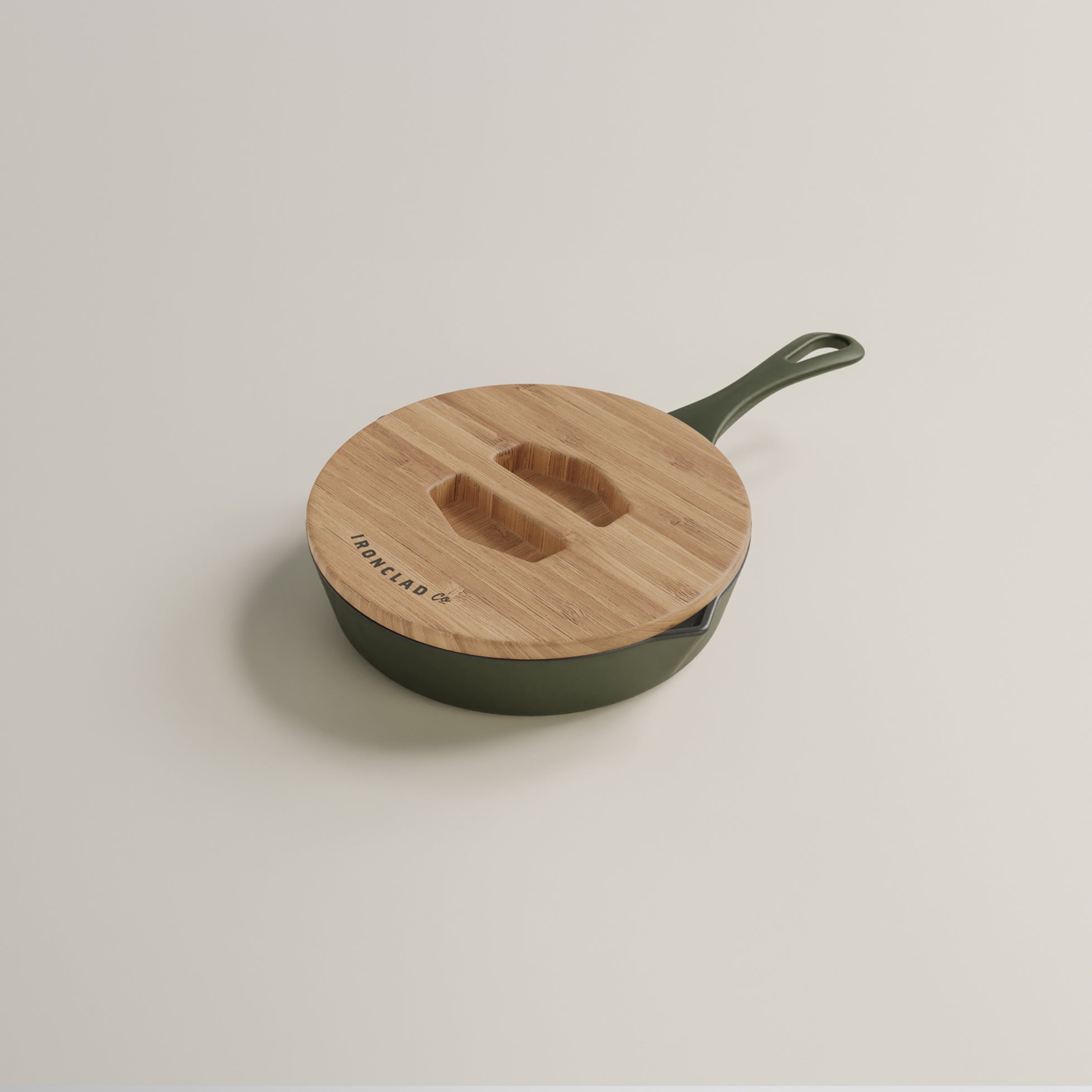 20cm Olive Leaf Satin Enamel Lil Legacy Pan & Serving Lid