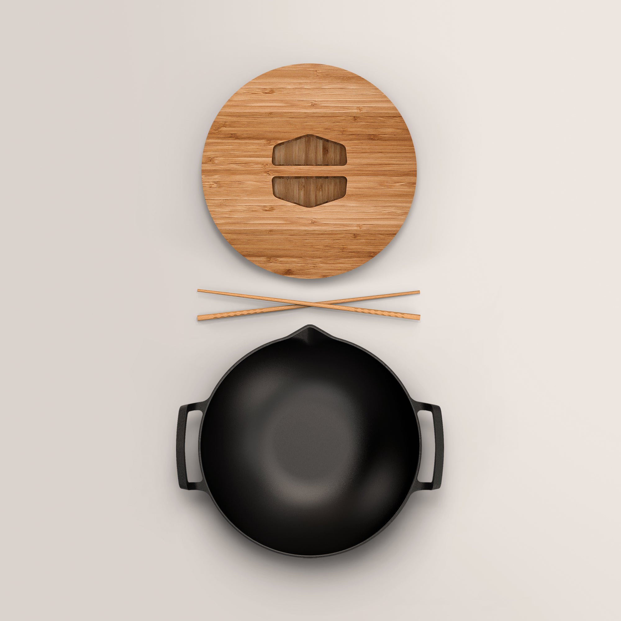 31cm Cast Iron Takumi Wok Set