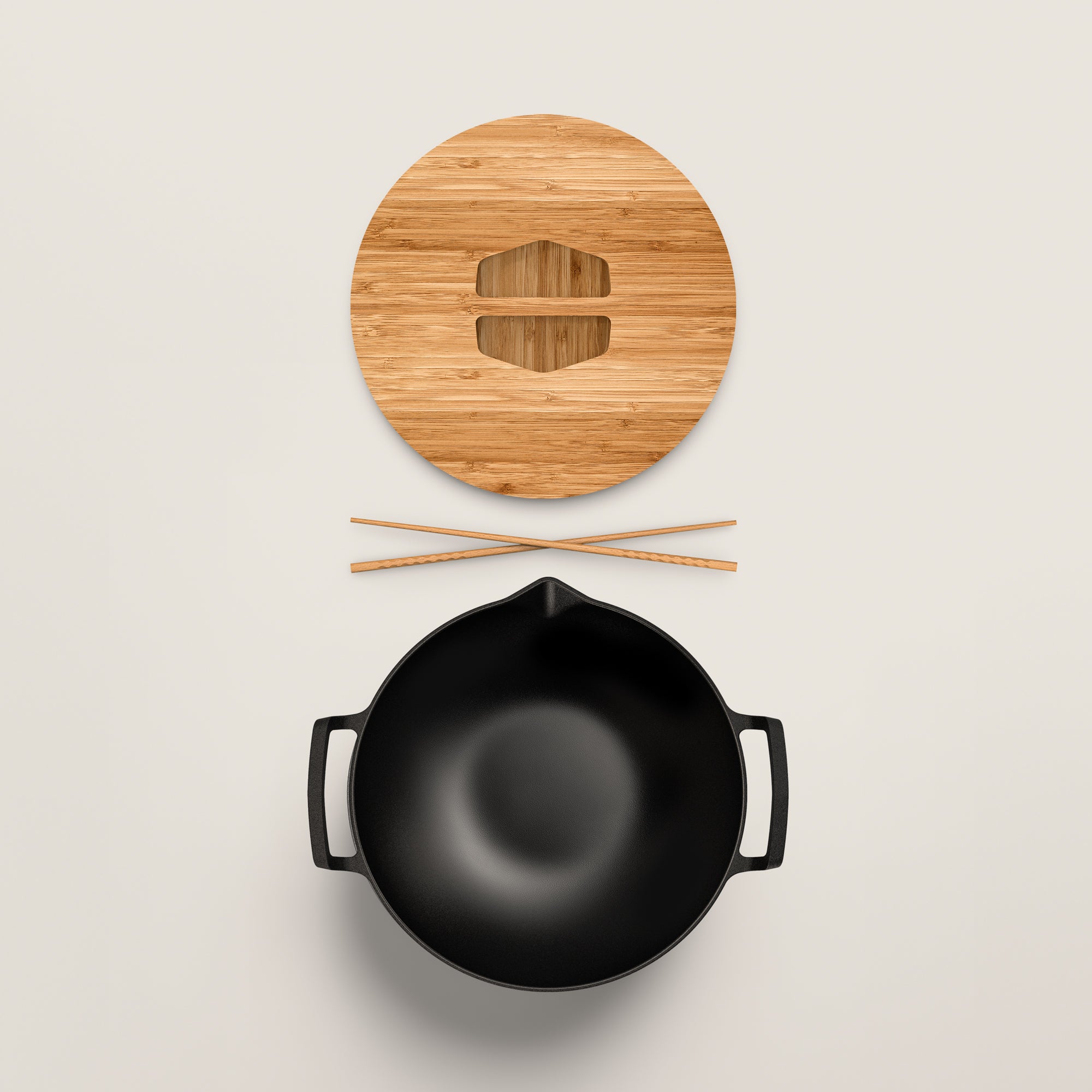 31cm Cast Iron Takumi Wok Set