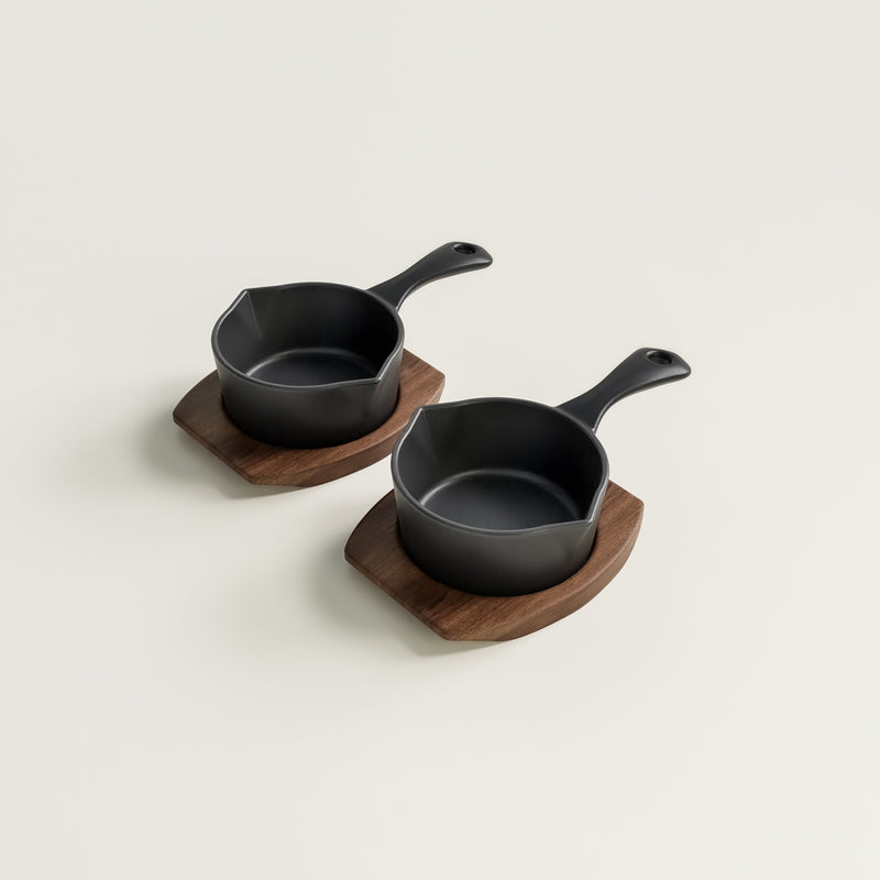 10cm Antique Black Satin Enamel Junior Twin Set