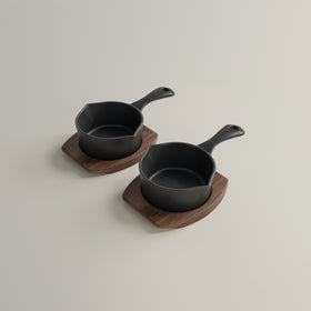 10cm Antique Black Satin Enamel Junior Twin Set