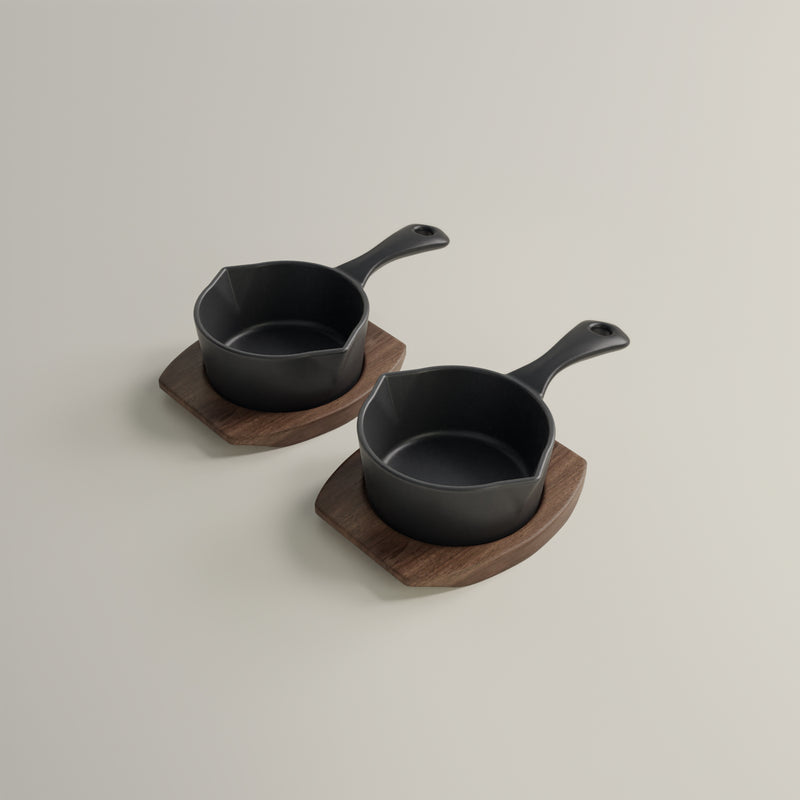 10cm Antique Black Satin Enamel Junior Twin Set