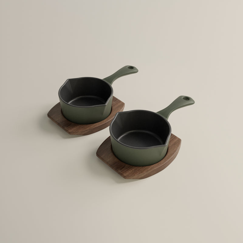 10cm Olive Leaf Satin Enamel Junior Twin Set