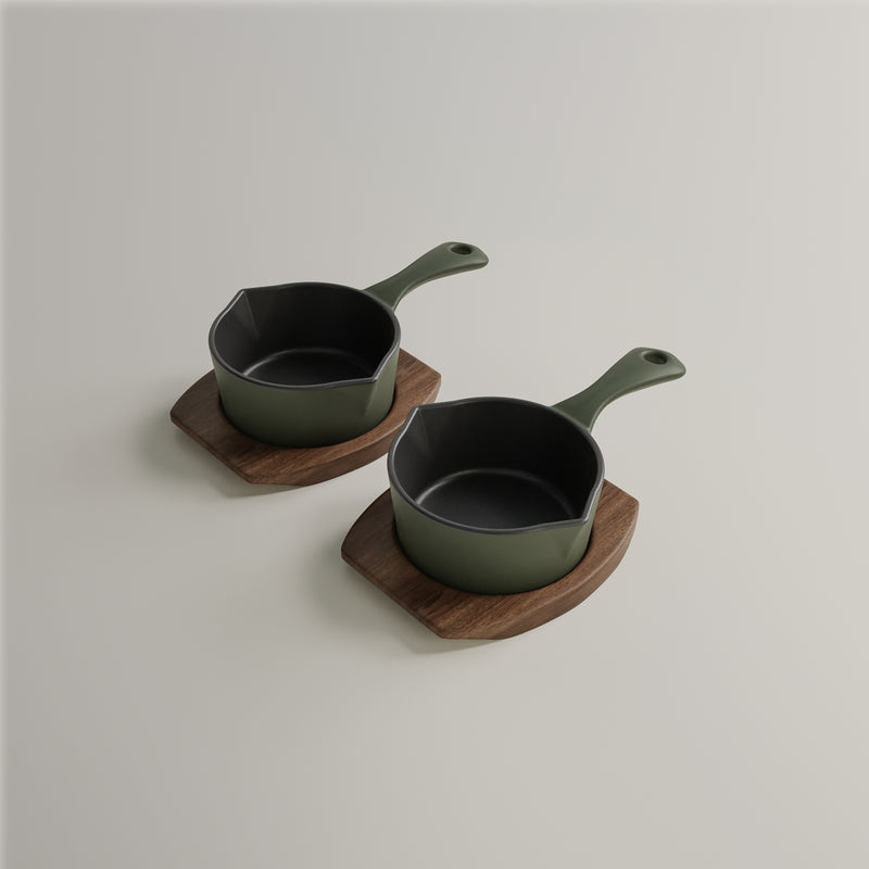 10cm Olive Leaf Satin Enamel Junior Twin Set