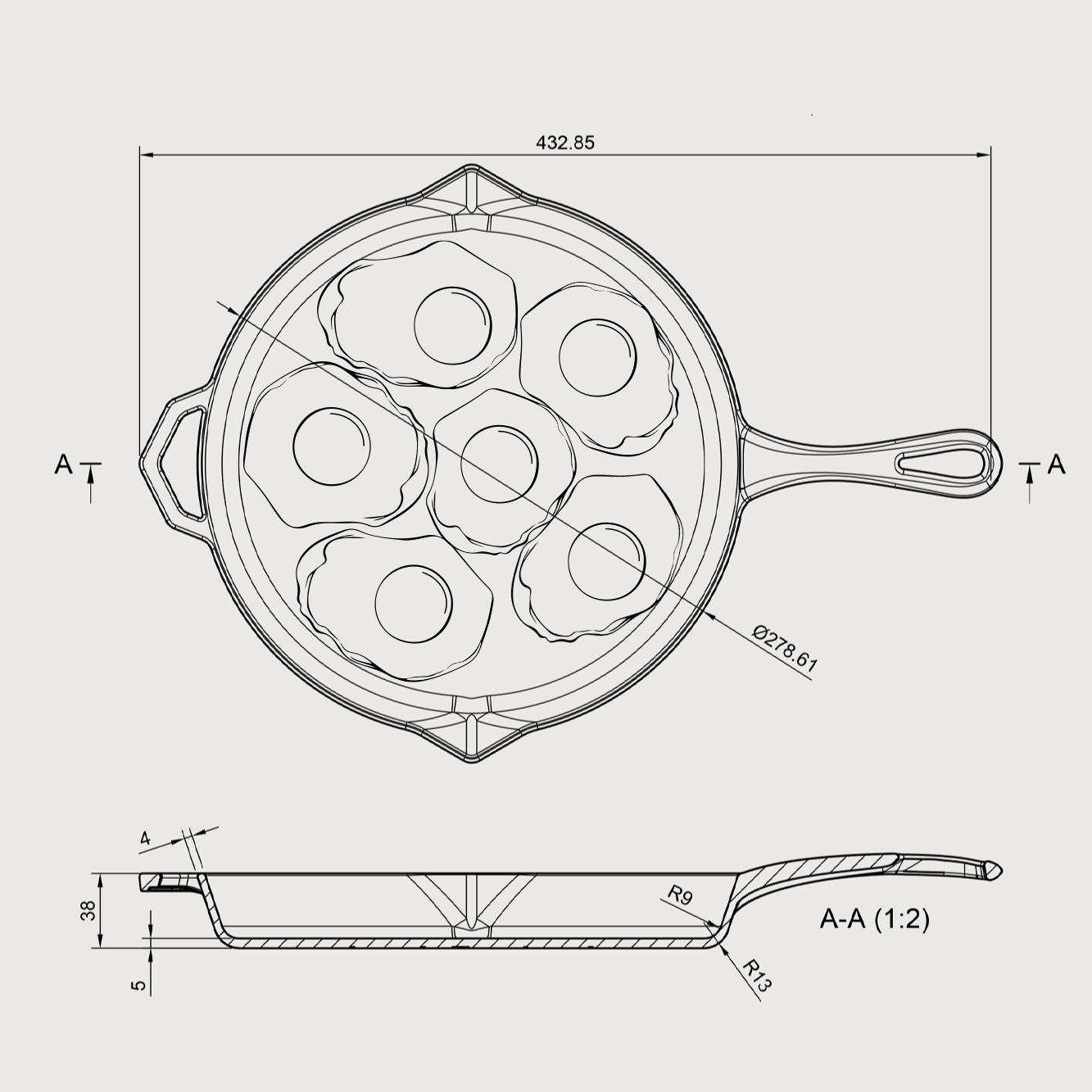 The Legacy Pan by Ironclad Co. Handcrafted 28cm Cast Iron Pan