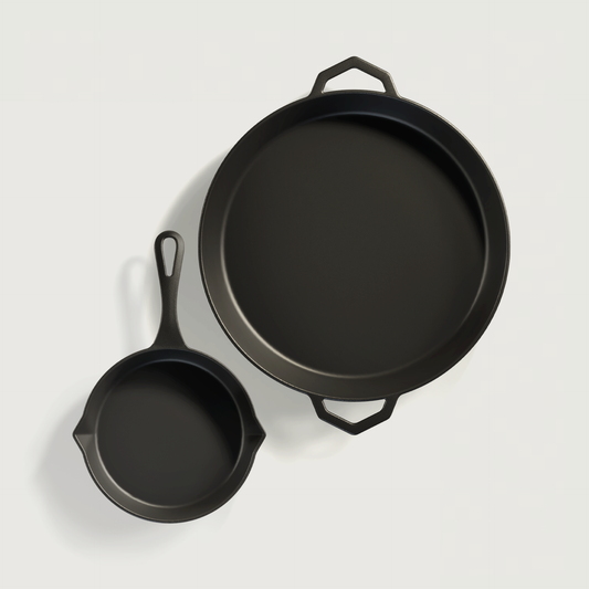 The Lil Grande Bundle by Ironclad Co. Handcrafted 36cm/20cm Cast Iron Pan Set