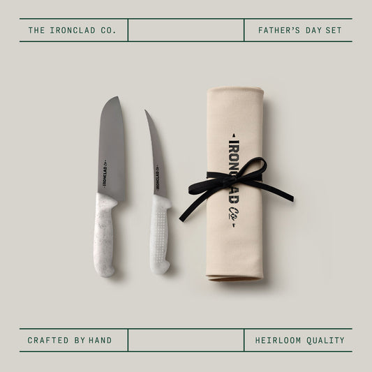 Father’s Day Wool Knife Set with Santoku & Boning Knives in a Canvas Roll
